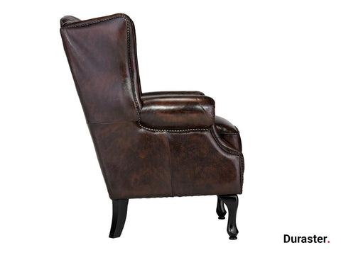 Norwich Colonial Brown Chesterfield Wing Chair #16 - Duraster 
