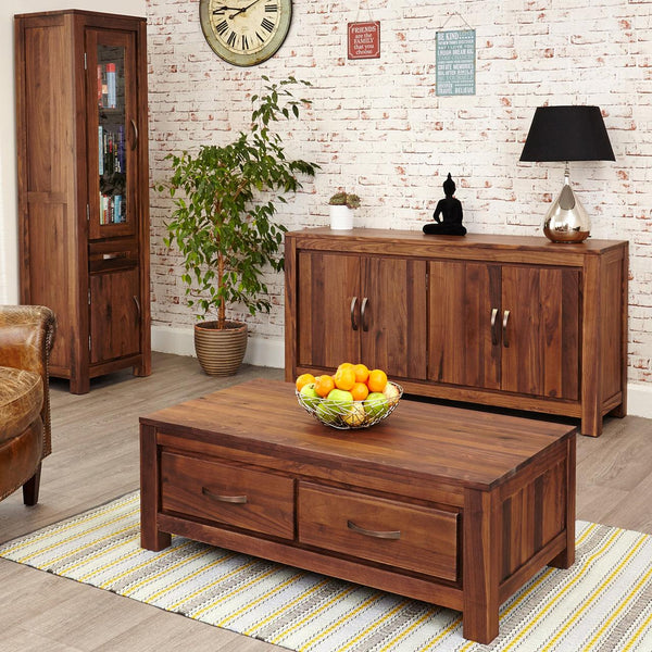 Marwar Sheesham Wood Walnut Four Drawer Coffee Table #1 - Duraster 