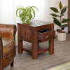 Marwar Sheesham Wood Walnut One Drawer Lamp Table Cum Bed - Duraster 