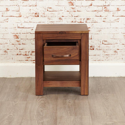 Marwar Sheesham Wood Walnut One Drawer Lamp Table Cum Bed - Duraster 
