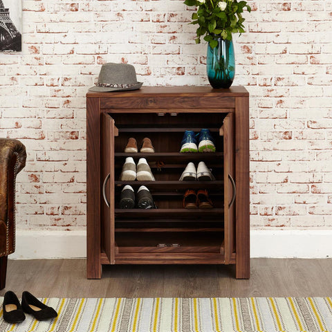 Marwar Sheesham Wood Walnut Shoe Rack Cabinet #3 - Duraster 
