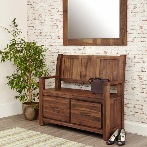 Marwar Sheesham Wood Walnut Shoerack cum Bench #2 - Duraster 