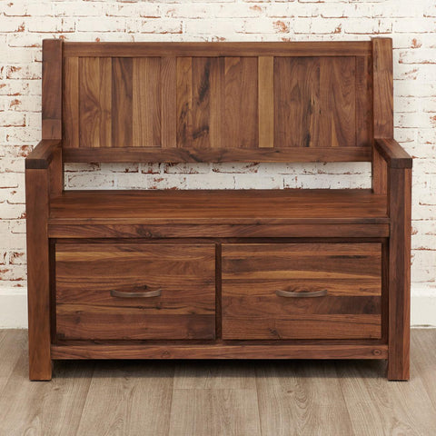 Marwar Sheesham Wood Walnut Shoerack cum Bench #2 - Duraster 