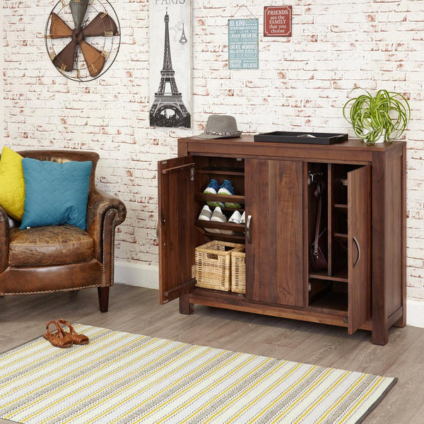 Marwar Sheesham Wood Walnut Large Shoe Cupboard #1 - Duraster 