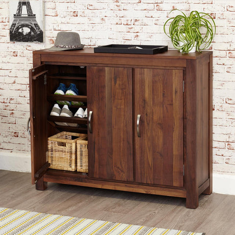 Marwar Sheesham Wood Walnut Large Shoe Cupboard #1 - Duraster 