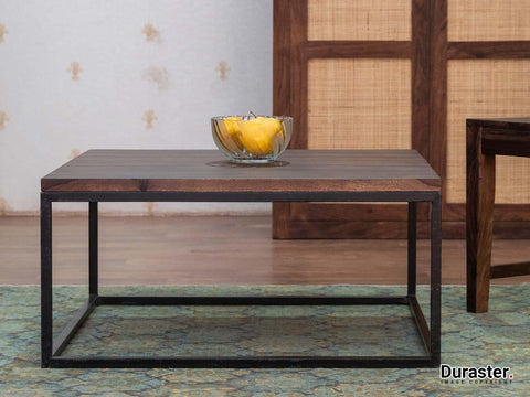 Gangaur Modern Sheesham wood Coffee Table with Black Iron Frame #3 - Duraster 