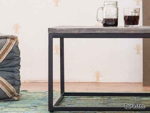 Goa Modern Acacia wood Coffee Table with Black Iron Frame #1 - Duraster 