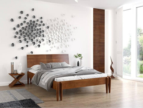 Preyas Mango wood Teak Finish Wooden Bed #1 - Duraster 