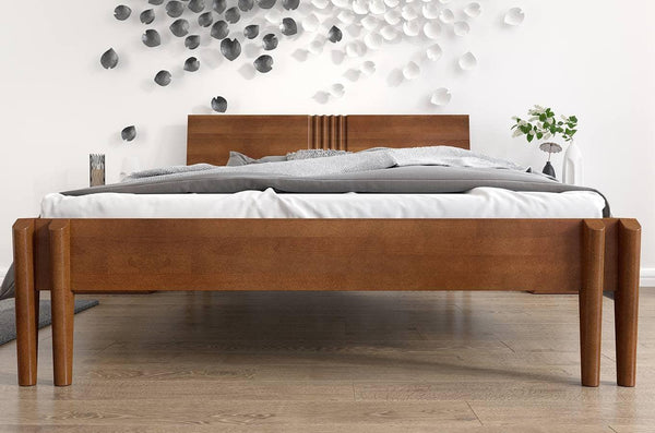Preyas Mango wood Teak Finish Wooden Bed #1 - Duraster 