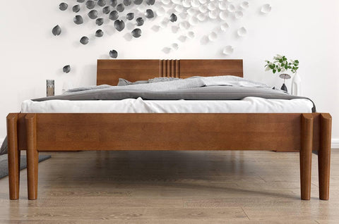 Preyas Mango wood Teak Finish Wooden Bed #1 - Duraster 