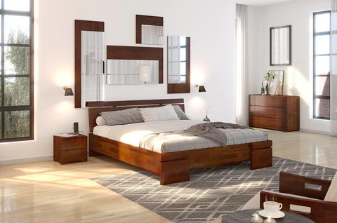 Preyas Mango wood Teak Finish Wooden Bed #16 - Duraster 
