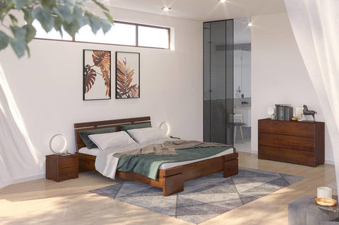 Preyas Mango wood Teak Finish Wooden Bed #16 - Duraster 