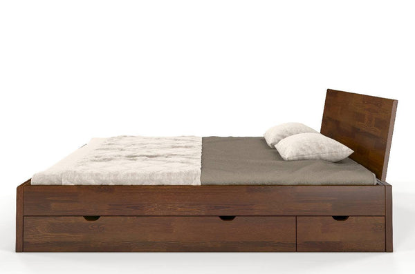 Preyas Mango wood Teak Finish Storage Wooden Bed #19 - Duraster 