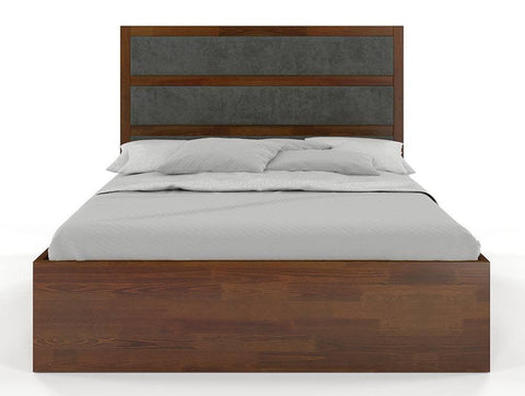 Preyas Mango wood Teak Finish Upholstred Storage Wooden Bed #22 - Duraster 