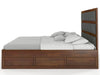 Preyas Mango wood Teak Finish Upholstred Storage Wooden Bed #22 - Duraster 