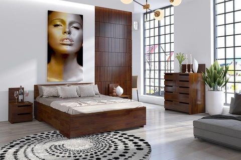 Preyas Mango wood Teak Finish Storage Wooden Bed #18 - Duraster 