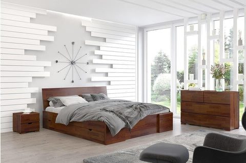 Preyas Mango wood Teak Finish Storage Wooden Bed #7 - Duraster 
