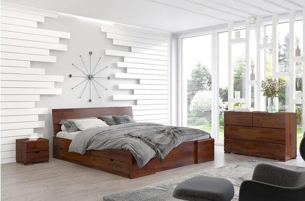 Preyas Mango wood Teak Finish Storage Wooden Bed #7 - Duraster 