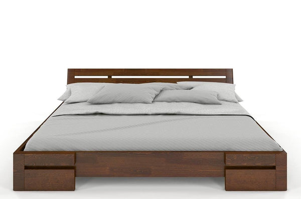 Preyas Mango wood Teak Finish Wooden Bed #10 - Duraster 