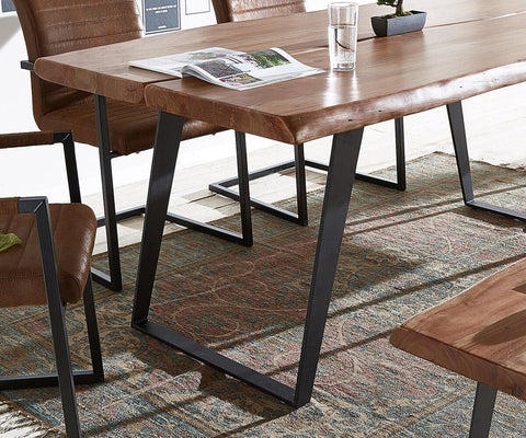 Elementary Modern Live Edge Acacia Dining Table Set - Duraster 