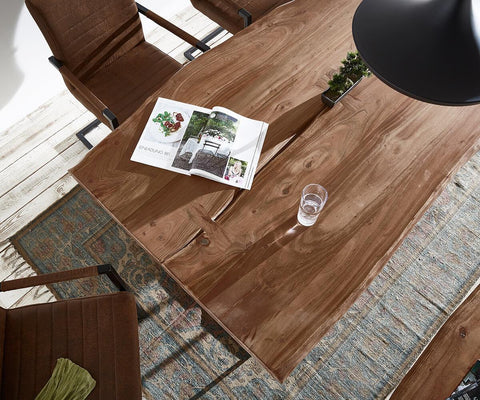 Elementary Modern Live Edge Acacia Dining Table Set - Duraster 