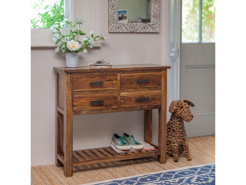 Mehran Sheesham Wood Console Table with Drawers #1