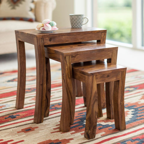 Mehran Contemporary Sheesham Wood Nest of Tables #1 - Duraster 
