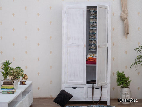 Novo Distress Solid Acacia wood Wardrobe Cabinet #1 - Duraster 