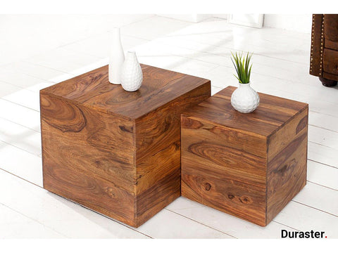 Torpedo Modern Sheesham Wood Nested Sidetable Cum Coffee Table#1 - Duraster 