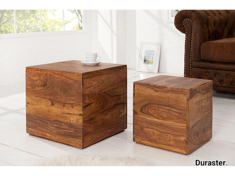 Torpedo Modern Sheesham Wood Nested Sidetable Cum Coffee Table#1 - Duraster 