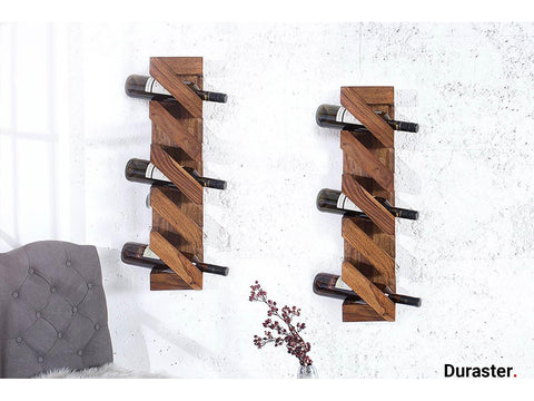 Torpedo Modern Sheesham Wood Bottle-Rack Wallshelf#1 - Duraster 