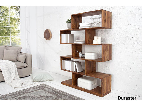 Torpedo Modern Sheesham wood Room Divider Bookshelf #2 - Duraster 