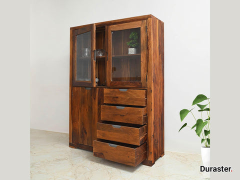 Raygoor Modern Sheesham Wood Display Cabinet #1 - Duraster 