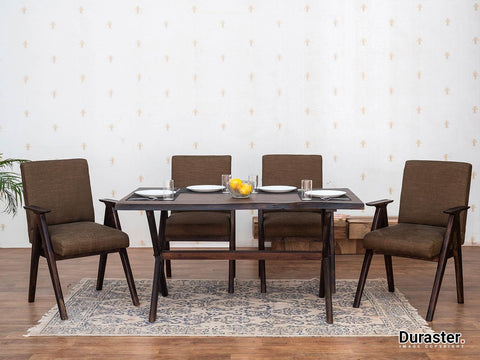 Acacia Wood 6 Seater Dining Table Set