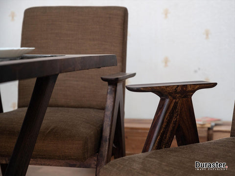 Acacia Wood 6 Seater Dining Table Set