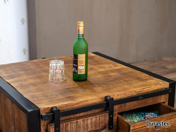 Verge Solid Mango Wood Industrial Coffee Table - Duraster 