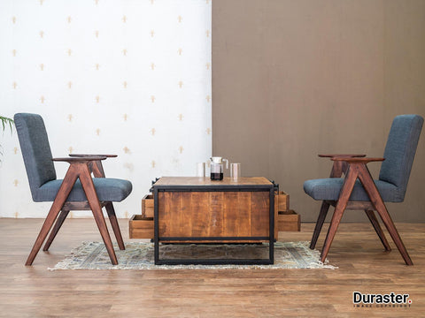 Verge Solid Mango Wood Industrial Coffee Table - Duraster 