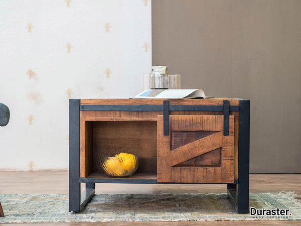 Verge Solid Mango Wood Industrial Coffee Table - Duraster 