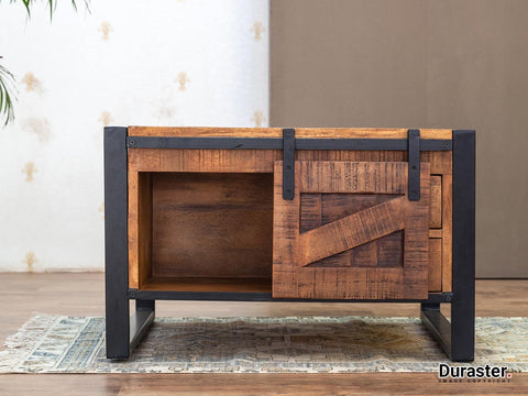 Verge Solid Mango Wood Industrial Coffee Table - Duraster 