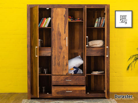 Vismit Modern Sheesham Wood Wardrobe Cabinet #10 - Duraster 