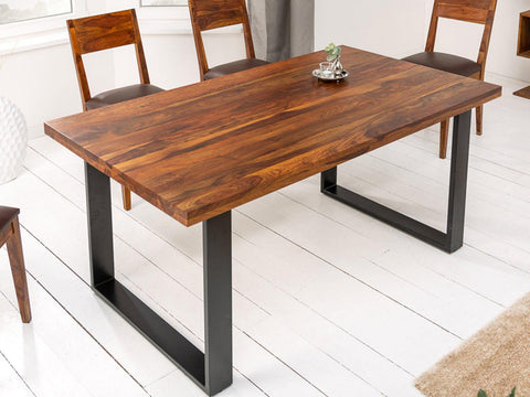 Vismit  Solid Sheesham wood Dining Table with Iron Frame #2 - Duraster 