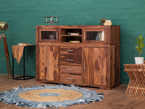 Elementary Solid Sheesham wood Highboard Cabinet #5 - Duraster 