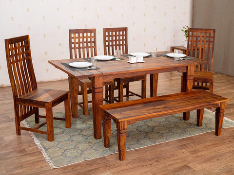 Vismit Solid Sheesham wood Dining Set #6 - Duraster 