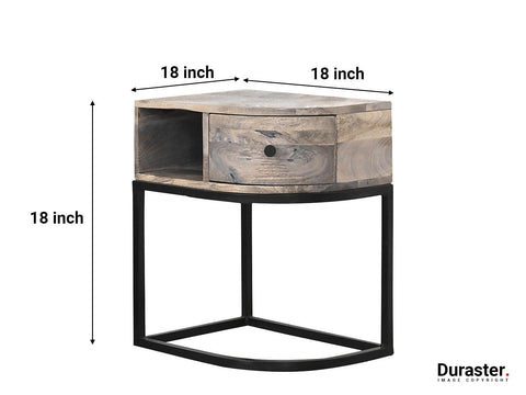 Verge  Mango wood 1 Drawer Iron Frame Nightstand - Duraster 