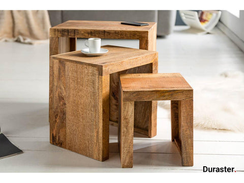 Torpedo Modern Sheesham Wood Nested Sidetable#1 - Duraster 