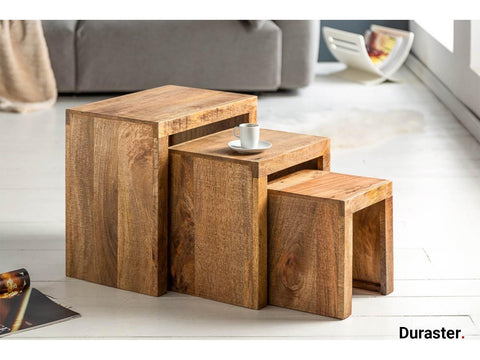 Torpedo Modern Sheesham Wood Nested Sidetable#1 - Duraster 